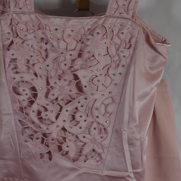 Vintage Nolan Miller Pink 100% Wool/Rhinestone Skirt Suit. M/L - Picture 7 of 13